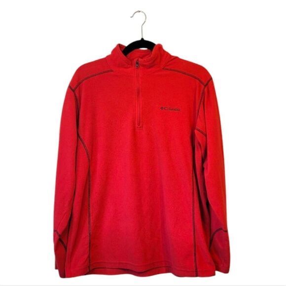 Columbia Red Fleece Quarter Zip Size M - Picture 1 of 6